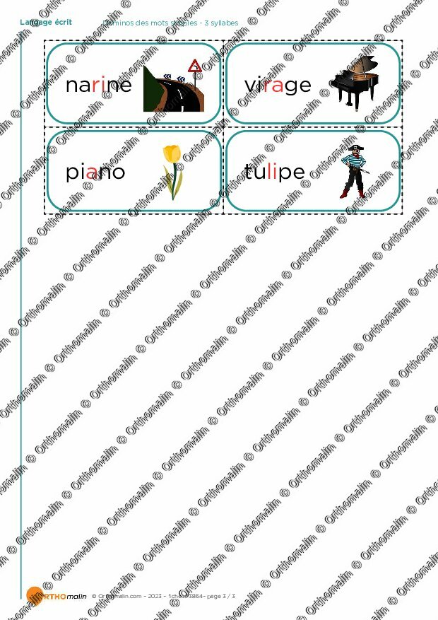 Ressource Orthophonie Dominos Des Mots Simples 3 Syllabes Orthomalin