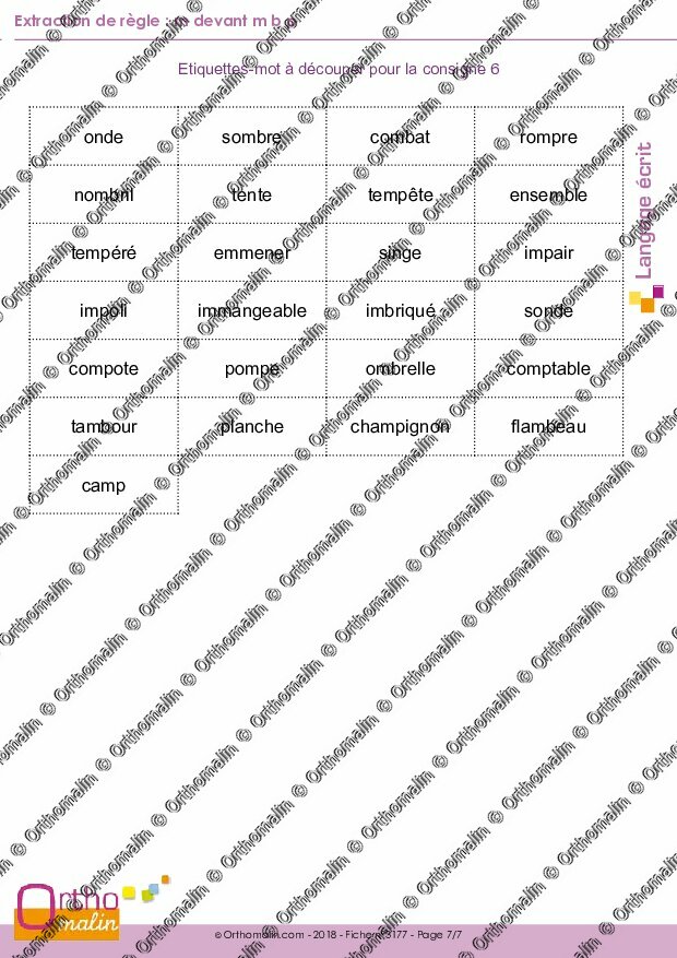 Ressource Orthophonie - Extraction De Règle, M Devant M B P | Orthomalin