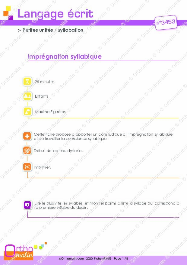 Ressource Orthophonie Impr Gnation Syllabique Orthomalin