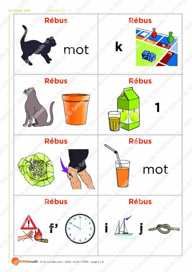 Ressource Orthophonie - J'articule CH - J | Orthomalin