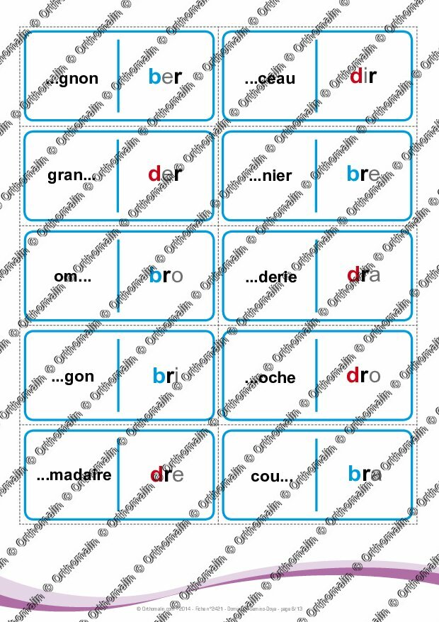 Ressource Orthophonie - CONFUSIONS D/b ((dominos Mots-images, Syllabes ...