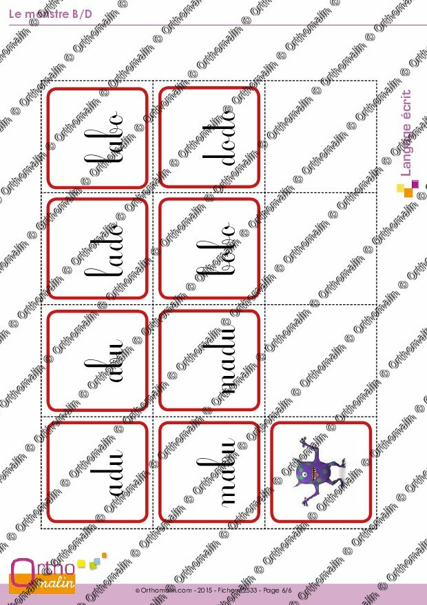 Ressource Orthophonie - Le Monstre B/D | Orthomalin