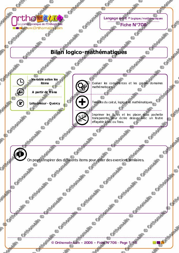 Ressource Orthophonie Evaluation Logico Mathematiques Orthomalin