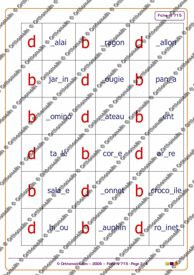 Ressource Orthophonie - Domino De Lecture B-d | Orthomalin