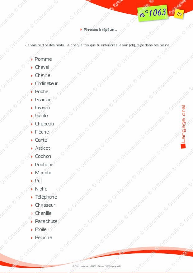 Ressource Orthophonie Ch En Fiche Orthomalin