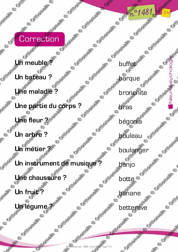 Ressource Orthophonie - Mots Commençant Par B | Orthomalin