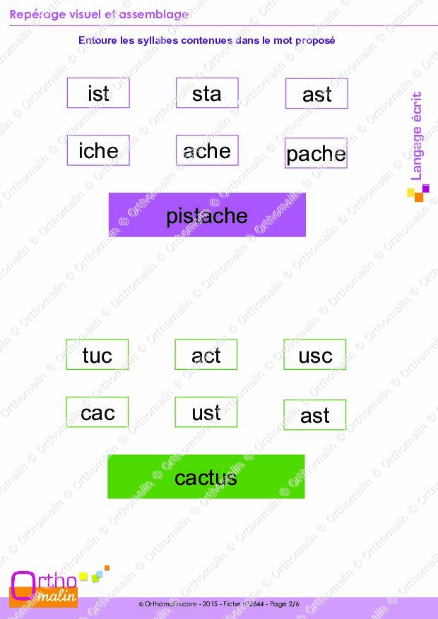 Ressource Orthophonie - Repérage Visuel Et Assemblage | Orthomalin