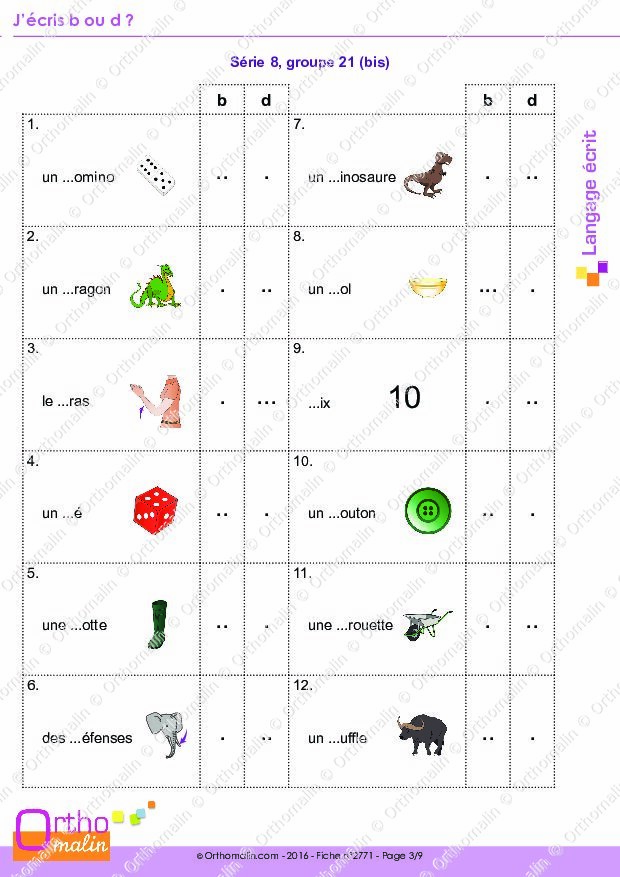 Ressource Orthophonie - J'écris B Ou D ? | Orthomalin