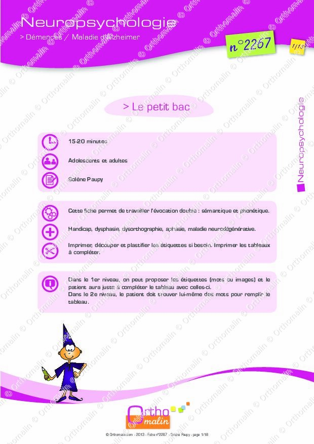 JEU - Le Petit Bac - Grammaire