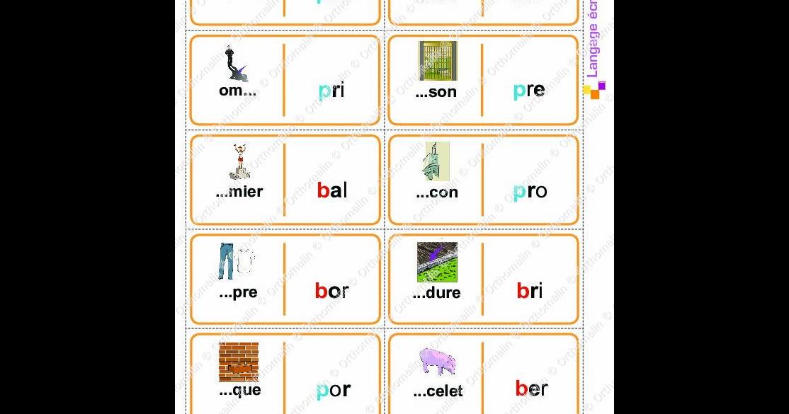 Ressource Orthophonie - Confusions P/b (dominos Mots-images) | Orthomalin