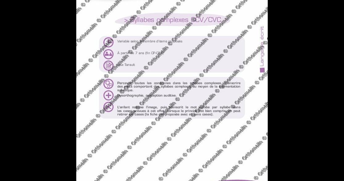 Syllabes Complexes Cvc Ccv Orthomalin